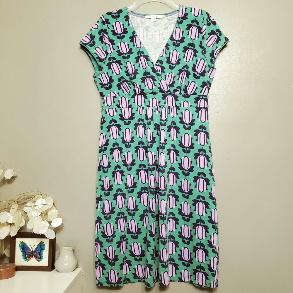Boden Dress Womens Size 10 Cap Sleeve Cotton Blend Summer Casual Breathable